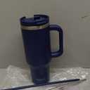 40 Oz Tumbler with Handle and Straw Insulated Cup that Fits in Cup Holder for Hot & Cold Drinks Leak Proof Tumbler with Straw Stainless Steel Travel Mug for Men & Women - Navy Blue