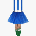 Sintege 3 Pcs Women's Tutu Costume, 5 Layered Tulle Tutu Skirt Y Back Adjustable Elastic Straps Striped Socks, Size -(M/L)