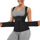 Eleady Waist Trainer Vest for Women Corset Trimmer Belt Slimming Body Shaper Tummy Control Cincher Workout Girdle (Black, X-Large)