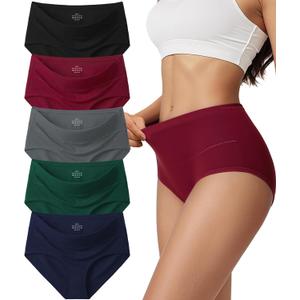 Cotton Underwear for Women High Waisted Full Coverage Briefs Soft Ladies Panties 5 Pack (3X-Large)