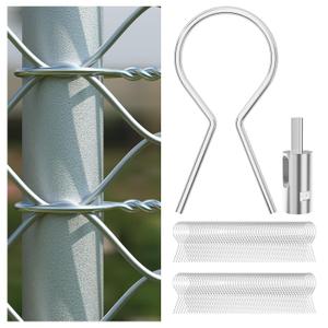 200PCS 11 Gauge Galvanized Steel Fence Ties Fit for 1-5/8",Ez Twist Fence Ties 11 Gauge Drill Chuck Tool,Galvanized Steel T Post Clip, Chain Link Fence Repairs Replacements(O-200Pcs)