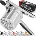 PriorityChef Large 15oz Potato Ricer, Heavy Duty Stainless Steel Potato Masher and Ricer Kitchen Tool, Press and Mash Kitchen Gadget For Perfect Mashed Potatoes - Everytime (Fixed Disc, Black)