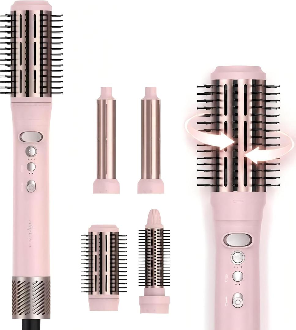 Rotating Hair Dryer Blow Brush, Multi Hot Air Styler Wrap, 105,000 RPM High-Speed Volumizing Spinning Blow Dryer Brush with Auto Curlers, Dry & Smooth & Curl & Volumize All in One