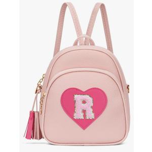 Girls Initial Mini Backpack Gifts for Kid Toddler Little Girl Teen Small Cute Heart Backpack Purse Preschool Kindergarten Bookbag，Pink-R