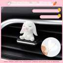 2 x CARFIB Cute Rabbit Car Dashboard Decoration Car Rearview Mirror Interior Accessories Home Desktop Decor Ognament Funny Gift for Women 2Sets