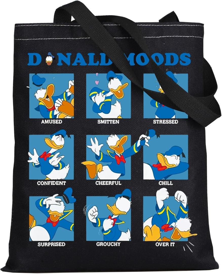 WZMPA Funny Duck Tote Bag Duck Lover Gift Cartoon Moods Reusable Grocery Bag Movie Merchandise