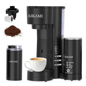 4 IN 1 Single Serve Coffee Maker with Milk Frother and Coffee Grinder, Coffee Maker for K Cup and Ground Coffee, with 30 oz Removable Water Reservoir, 6 to 14 oz. Brew Sizes, Coffee Machine for Home