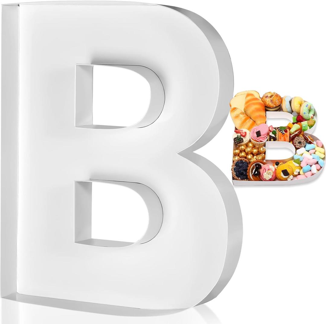 Mifoci 13.7inch Cardboard Letter Boxes Charcuterie Letters Board Fillable Reusable Trays Alphabet Serving Platter for Food Chocolate Candy Decoration Baby Shower Party Anniversary(Letter B)