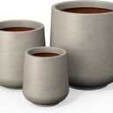 Kante Premium Concrete Planter Set, 3 Sizes Modern Indoor Outdoor Plant Pots for Home Patio Garden Decor