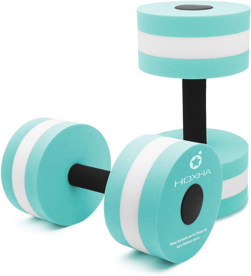 Aquatic Exercise Dumbell Set of 2 - Water Aerobic Exercise Foam Dumbbells Pool Resistance Fitness Equipment for Weight Loss (Cyan)