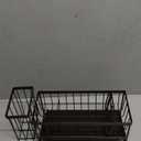 Cisily Black Sponge Holder for Kitchen Sink, Sink Caddy Organizer with High Brush Holder, Kitchen Countertop Organizers and Storage Essentials, Rustproof 304 Stainless Steel, Soap Dispenser Organize (9.25)