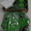 Leumoi 16 Pcs St. Patrick's Day Party Costume Include Leprechaun Hat with Beard Vest Suspender Shorts Bow Tie Shamrock Necklace Glasses Long Socks Gold Shoe Buckles Stickers for Irish Party Decoration