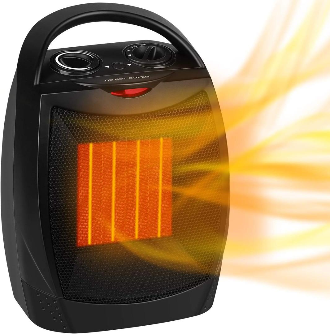 GiveBest Portable Electric Space Heater, 1500W/750W Ceramic Heater with Thermostat, Heat Up 200 Square Feet in Minutes, Safe and Quiet for Office Room Desk Indoor Use (Black)