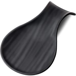 Hasense Porcelain Spoon Rest for Stove Top, 7 Inch Spoon Holder for Ladle Spatula & Tong, Large Cooking Utensil Rests for Home Kitchen Countertop and Coffee Bar Decoration, Matte Black