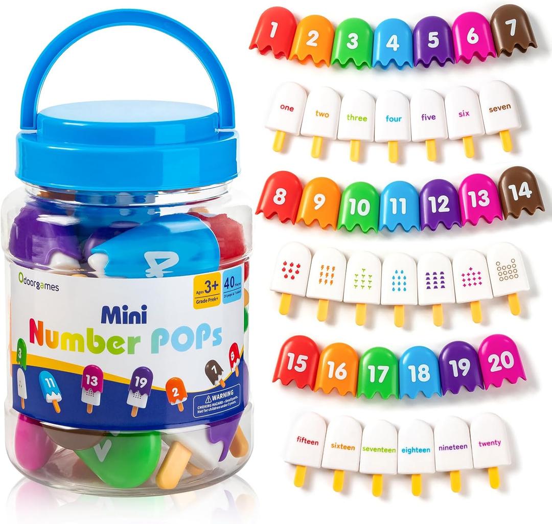 Numbers 1-20 Popsicles Fun Number Toys for Kids Ages 3-5, Learning Numbers & Words for Toddlers, Preschool Number Recognition Games