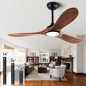 QUTWOB 42" Wood Ceiling Fans with Lights and Remote Control,Indoor Outdoor 3 Blades Wooden Ceiling Fan for Garage,Patio,Living Rooms,Bedrooms,Offices,Farmhouse(Black+Dark Walnut)