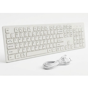 Wireless Keyboard, Quiet and Compact US Layout, Plug and Play, Unifying USB Receiver, White