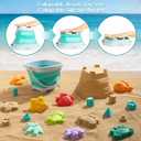 Sawaruita Beach Toys for Kids - Sand Toys Set Includes Collapsible Bucket Shovel and Mesh Bag 17 PCS, Toddlers Sandbox Toys Sandcastle Building Kit (Kids Beach Toy Set)