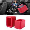 2 Pack Silicone Seat Belt Buckle Holder, Seat Belt Buckle Booster for Kids, Durable Silicone Material, Easy Access to The Buckles of Rear Seats, Car Accessories, Suitable for Most Car Models (Red)