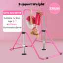 Kids Gymnastics Bar Gymnastic Equipment for Home Adjustable Height Gymnastic Training Bar Gymnastic Stuff for 3-7 Years Old Girls (Pink)