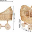 Stroller Shaped Flower Basket - Woven Rattan Basket with Handle Flower Girls Wedding Baby Shower Holder for Present And Wedding Decoration