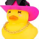 Car Rubber Duck Ornament Mini Duck Car Dashboard Decorations Accessories with Mini Hat Necklace Sunglasses(D11)