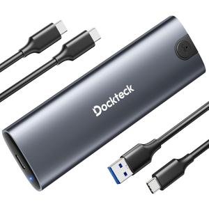 dockteck M.2 NVMe SATA SSD Enclosure, Tool-Free 10Gbps USB 3.2 Gen 2 NVMe to USB Adapter Case for SSDs 2230/2242/2260/2280, External SSD Reader Supports M-Key/B+M Key and UASP