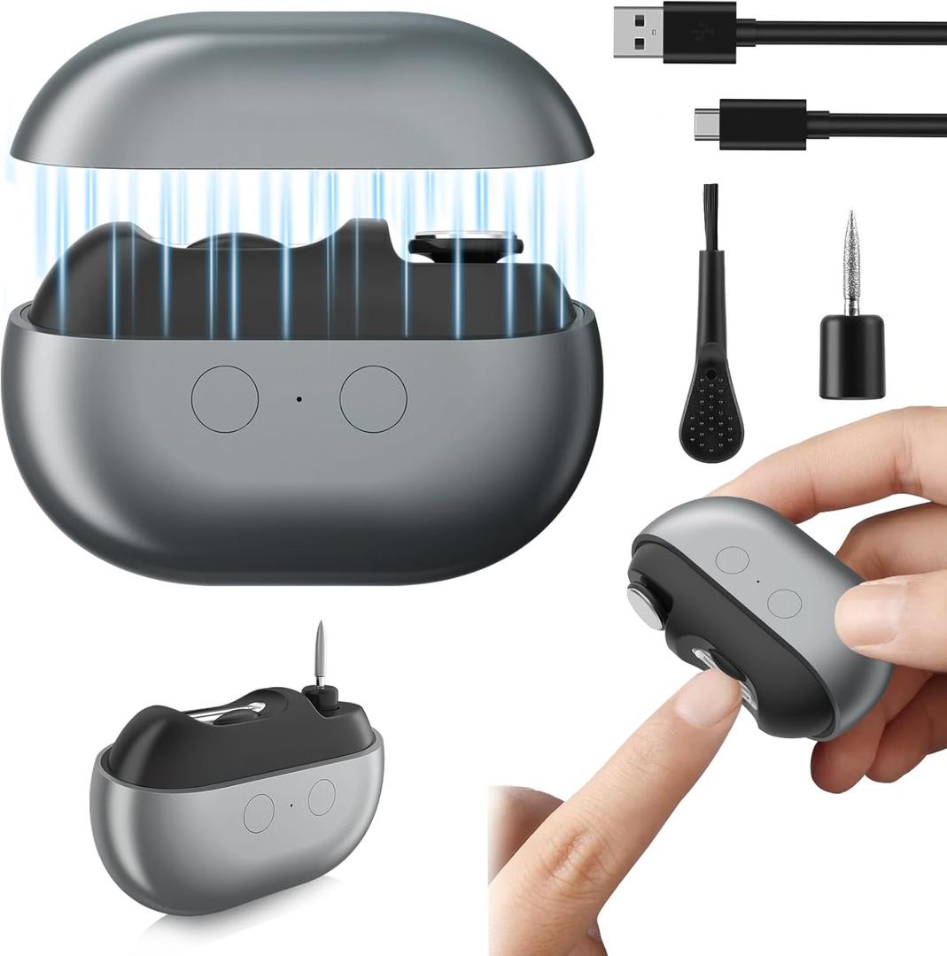 Electric Nail Clipper, Automatic Nail Clipper 2 Speed Settings with LED Light Smart 3-in-1 Nail Trimmer USB Charging Electric Toenail Clippers, for Children, Adults, and the Elderly