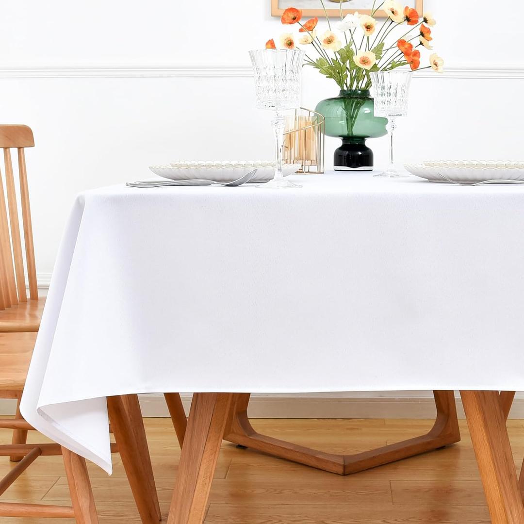 NEWISHER White Square Tablecloth 52x52 inch, Heavy Duty Polyester Fabric Table Cloth, Reusable Washable Solid Table Cover for Dining, Kitchen, Party, Wedding, Indoor Outdoor Tabletop Decoration