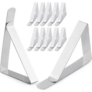 12 PCS Tablecloth Clips, HIA Stainless Steel Table Cloth Holder Clips, Heavy Duty Picnic Table Clips, Easy to Install and Remove, Great for Family, Parties, Picnics, Restaurants, Weddings