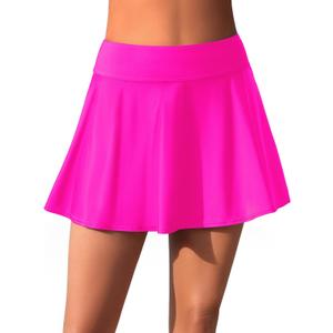 Aqua Eve Women Swim Skirt Tummy Control Swimsuit Skirt High Waisted Bathing Suit Bottom (XL, Pink)