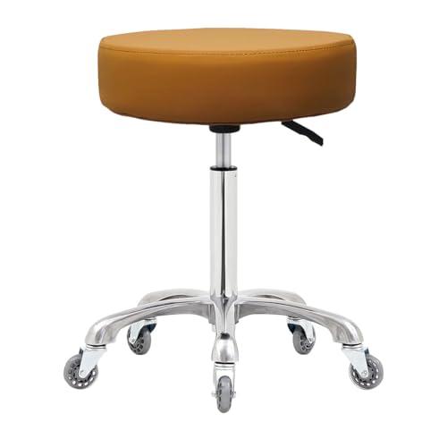 Ainilaily Rolling Stool with Wheels, Heavy Duty 400 lbs Stool for Shop Guitar Lab Tattoo Workbench Medical, Adjustable Swivel Chair (Camel)