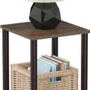 FURINNO Turn-N-Tube Haydn End Table, 1-Pack, Walnut/Brown, 1-Pack, 2-Tier