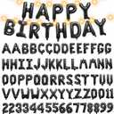 [85 PCS] 16" Foil Personalized Name Happy Birthday Balloons Letters, Mylar Aluminum Custom Name and Age Letter Balloons, 2 Sets A- Z & 0-9 for Birthday Party Graduation Wedding Holiday Event (Black)