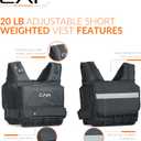 CAP Barbell Adjustable Weighted Vest | 20lbs| Heavy-Duty Workout Vest with Removable Iron Weights for Strength Training, Cardio, Running, and Calisthenics, 20-pound Short