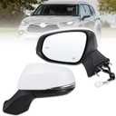 Left Driver Side Mirror Compatible With 2020 2021 2022 2023 2024 2025 2026 Toyota Highlander With Manual Folding Power Glass Heated Turn Signal Blind Spot White Replace#87940-0E350(7Pins)