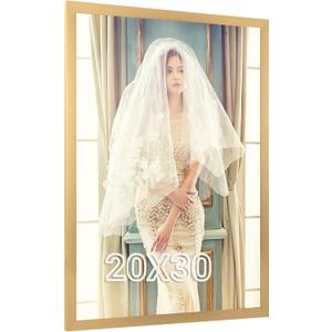 20x30 Frame Gold, Modern 30x20 Picture Poster Frame, Horizontal Vertical Hanging, Large 20 by 30 Gallery Family Concert Portrait Photo Frame Anniversary/Birthday/Wedding/Thank you/Christmas Gift