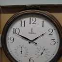 Outdoor Clocks for Patio Large Waterproof with Thermometer - 24 inch Indoor Outdoor Wall Clock with Temperature and Humidity Combo - Weatherproof, Accurate & Easy to Read for Pool, Garden & Home Decor (Bronze)