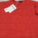 Yeokou Womens Short Sleeve Sweater Round Neck Ruffled Hem Knit Crochet Pullover Summer Fall Casual Top Blouse (Red, L)