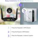 WiFi Extender, WiFi Extenders Signal Booster for Home Up to 5000 sq.ft and 50 Devices, WiFi Range Extender, Wireless Repeater, Long Range Amplifier with Ethernet Port, 1-Tap Setup, Alexa Compatible