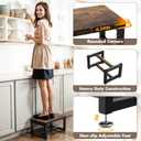 Step Stool, Height-Adjustable Wooden Step Ladder Foot Stool Small Kitchen Stool Helper for Toddler Adults, Ladder Chair for Home Bedside