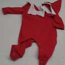 Newborn Baby Boy Girl Christmas Outfit Elf Costume with Hat Toddler Infant Long Sleeve Romper Onesie (6-12 Months)