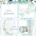200 Pcs First Holy Communion Disposable Tableware Set Blue God Bless Baptism Disposable Paper Plates Napkins and Cups for Dessert Christening Celebration Eucharist Party Supplies
