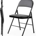 Sweetcrispy Folding Chair 2 Pack, Leather Padded Foldable Chairs, Sturdy Metal Portable Chairs, Easy to Use and Store, Outdoor and Indoor, for Home, Office, Party, Garden, Black