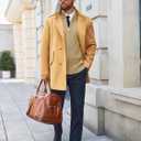 Yousify Mens Cardigan Sweater Full Zip Cable Knitted Stand Collar Cardigan Casual Long Sleeve Sweaters (XX-Large, Khaki)