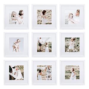 Sheffield Home 9 Piece Gallery Wall Frame Set, 12x12 Inch, White