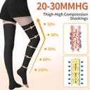 3 x 20-30 mmHg Compression Stockings for Women and Men,Thigh High Open Toe Compression Socks , Medical Graduated Support Hose for Varicose Veins, Edema, DVT,Relief Shin Splints,Edema,Swelling