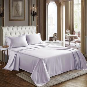 CozyLux Satin Sheets Queen Size - 4 Piece Taro Purple Bed Sheet Set with Silky Microfiber, 1 Deep Pocket Fitted Sheet, 1 Flat Sheet, and 2 Pillowcases - Smooth and Soft