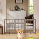Free Standing Dog Gate Indoor, Foldable Dog Gate for Doorways Stairs Hallways, 3-Panel Freestanding Pet Gate with Support Feet for Stability, Folding Puppy Gate Easy to Move, Doggy Gate 54"x24", 3-Panel, 24"Tall