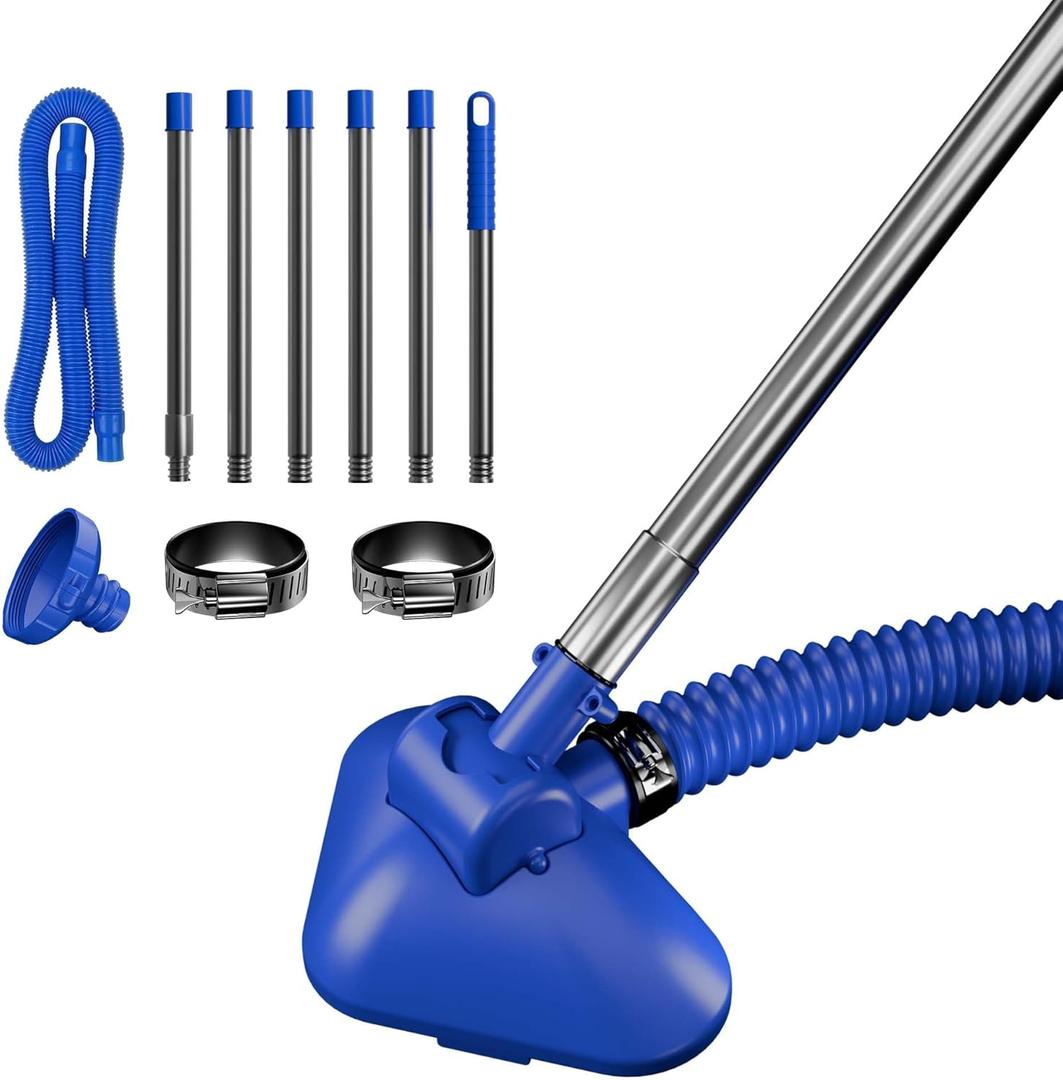 Magoog Pool Vacuum Cleaner for Smaller Pools, Non-Electric Power by Filter Pump, 13FT Extendable Pipe, 8FT Telescopic Pole, Vacuum Cleaner for Compact Above-Ground Pool